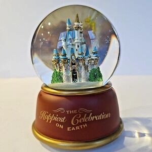 Disney Sleeping Beauty Castle Musical Snow Globe Tinker Bell 50th Anniversary